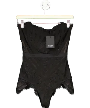 NBD Brad Strapless Lace Bodysuit Black UK XS