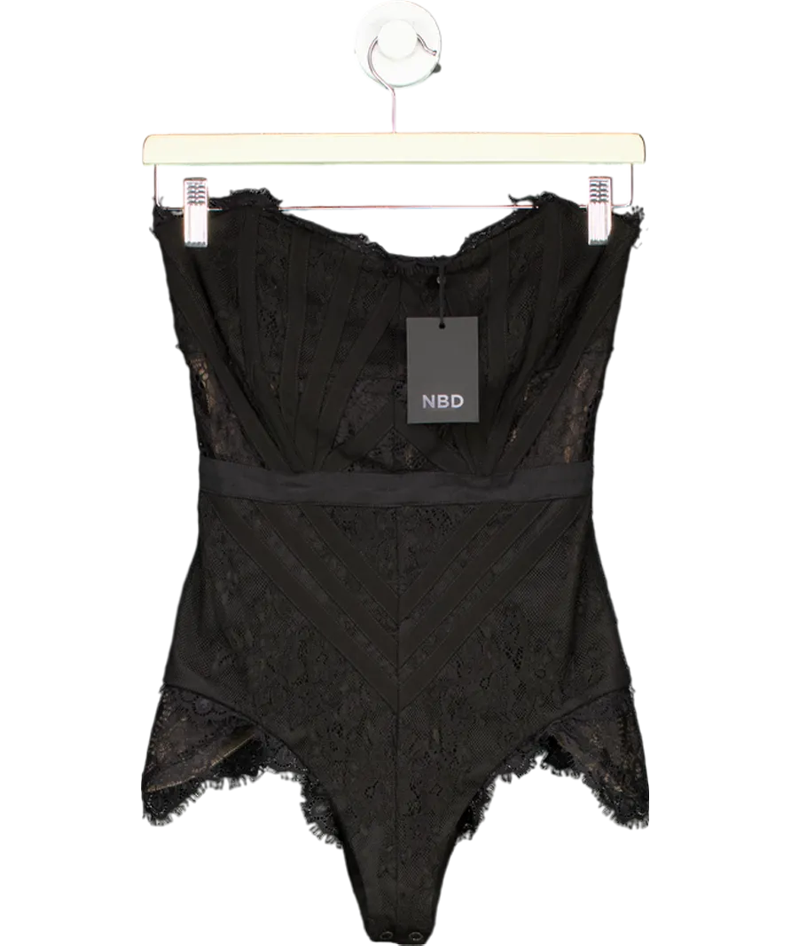 NBD Brad Strapless Lace Bodysuit Black UK XS